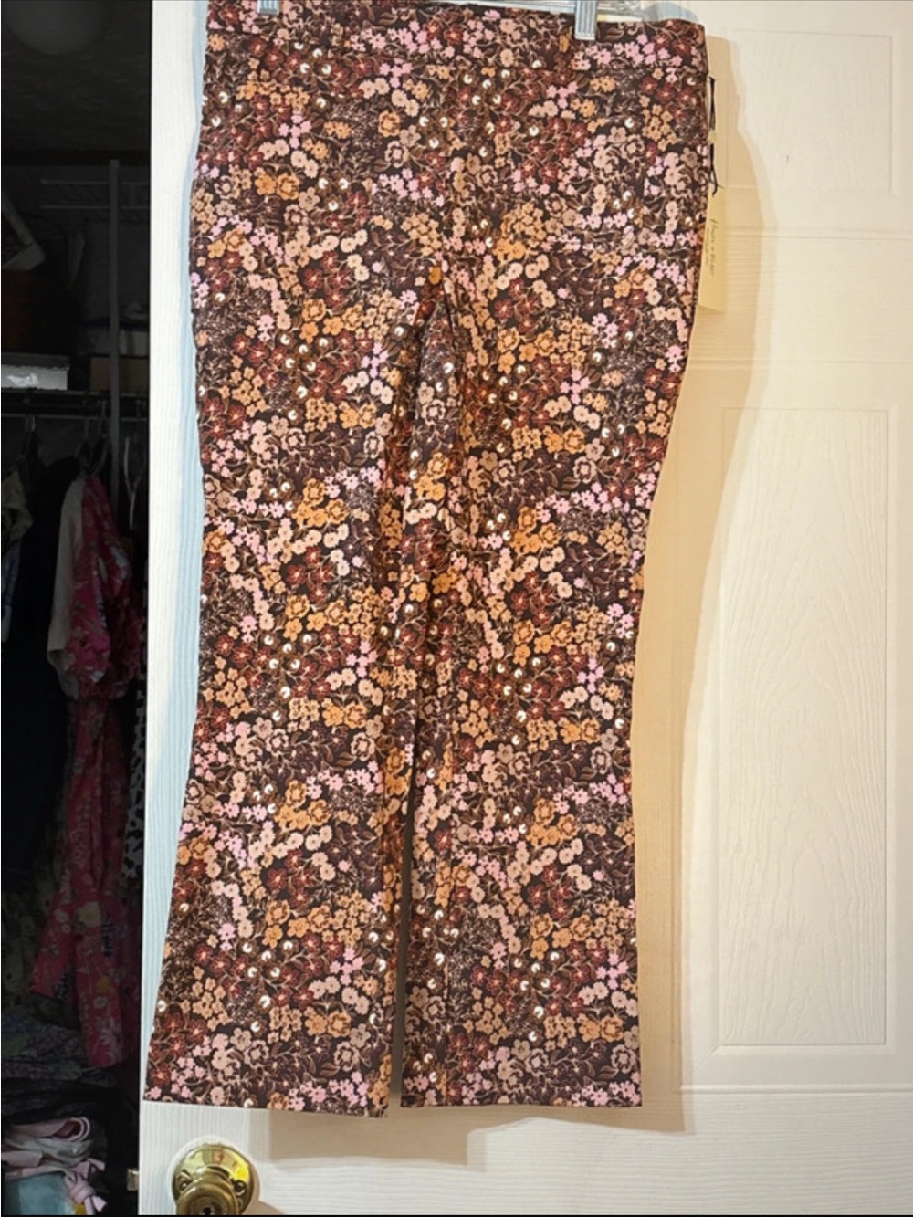 Brown Floral Boot-Cut Women's Pants